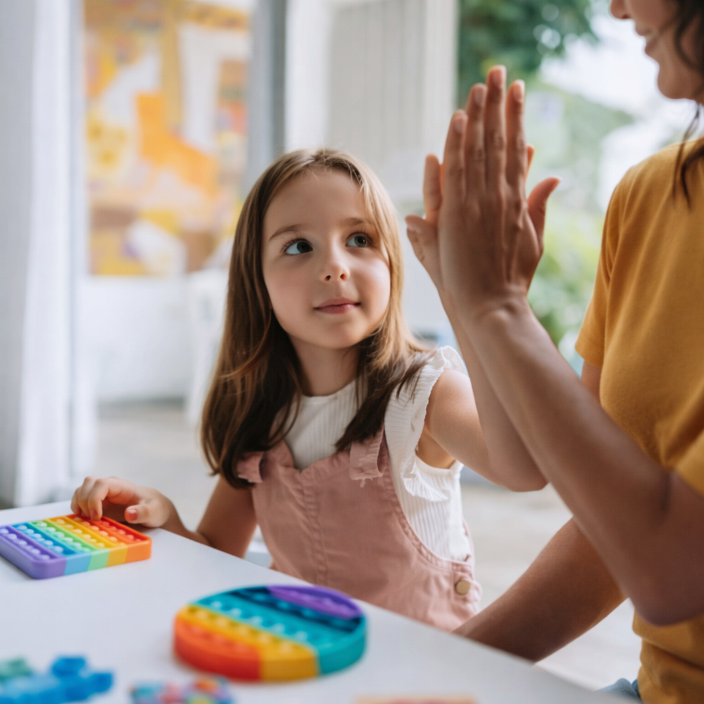 Girl giving a high-five to her mentor
