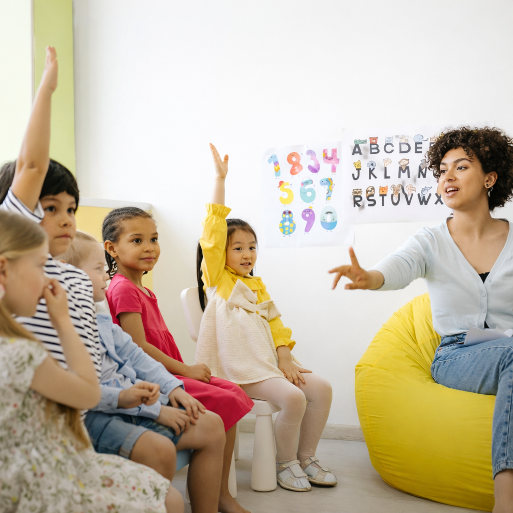 Interactive classroom session with teacher